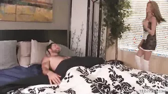 Hope Harper Sexy In A Maid Outfit Stroking His Cock!