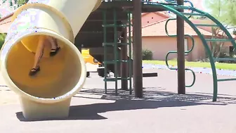 Dolly Little Stuffs Pink Anal Beads Into Her Asshole!