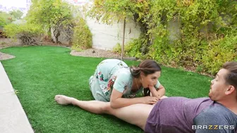 Abella Danger Is Fucking Kyle Mason Outside On The Fake Grass!