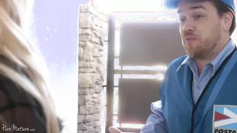 Linzee Ryder Gets Between His Knees, Strokes And Sucks On His Cock!