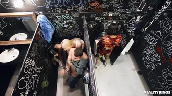 Valerica Steele And Blake Blossom Are Fucking Johnny The Kid In A Rest Room!