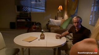 Riley Evans Bound Gang Bang Includes Lots Of Anal!