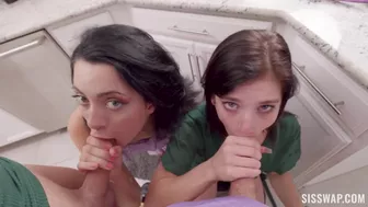 Sis Swap With Corra Cox And Samantha Black Sucking Cocks!