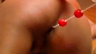 Ladyboy Noon Pulls Anal Beads Out Of Her Booty!