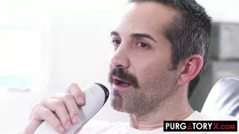 Scarlett Alexis Gets Between His Knees And Sucks On His Cock!