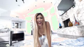 Clara Trinity In White Stockings Masturbating And Fucking A Big Cock!