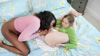 Coco Lovelock, Naomi Foxxx And Jay Bangher In "MILF Busts Sneaky Kitchen BJ"!