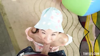 Tiny Sis Has Kimmy Kimm On Her Knees Sucking A Cock!