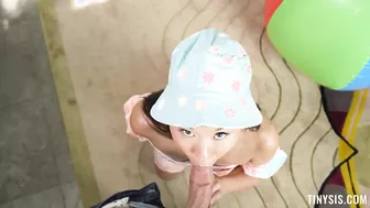 Tiny Sis Has Kimmy Kimm On Her Knees Sucking A Cock!