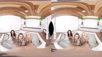 Karma RX, Sarah Jessie, Victoria June And Bambina In A VR Group Sex Scene!