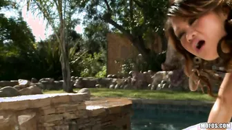 Annie Lee Gets Down On All Fours In Her String Bikini And Gets Fucked From Behind!